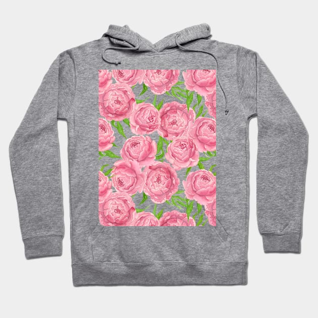 Pink peonies watercolor Hoodie by katerinamk